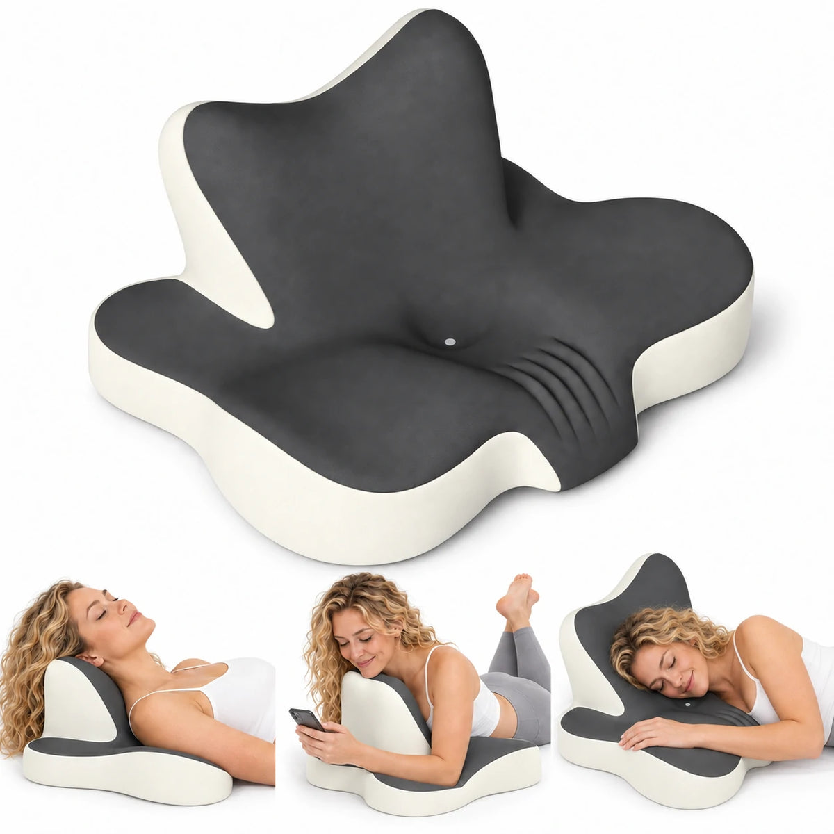 Memory foam wedge pillow used as a supportive backrest for reading