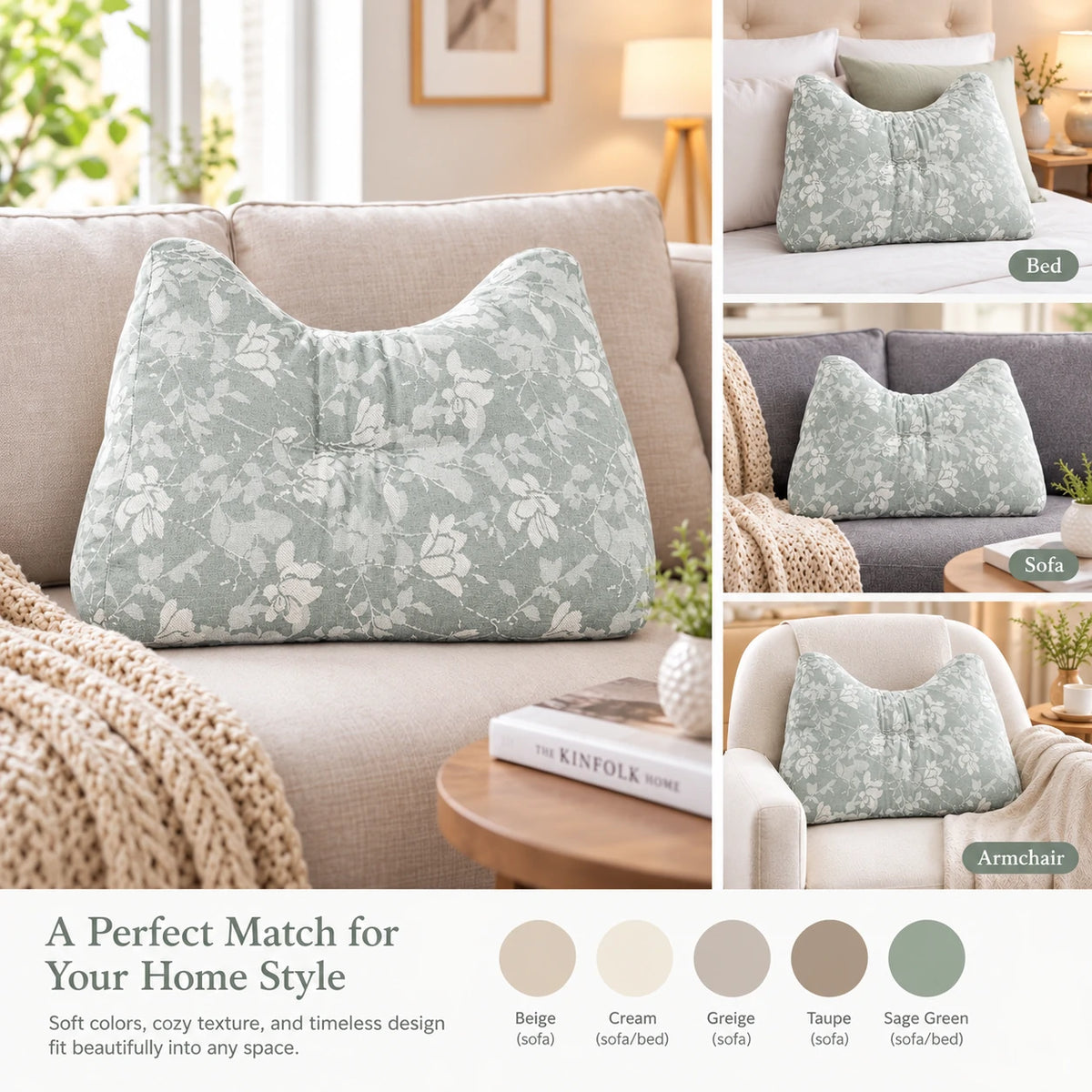 Oversized Chenille Lumbar Support Pillow