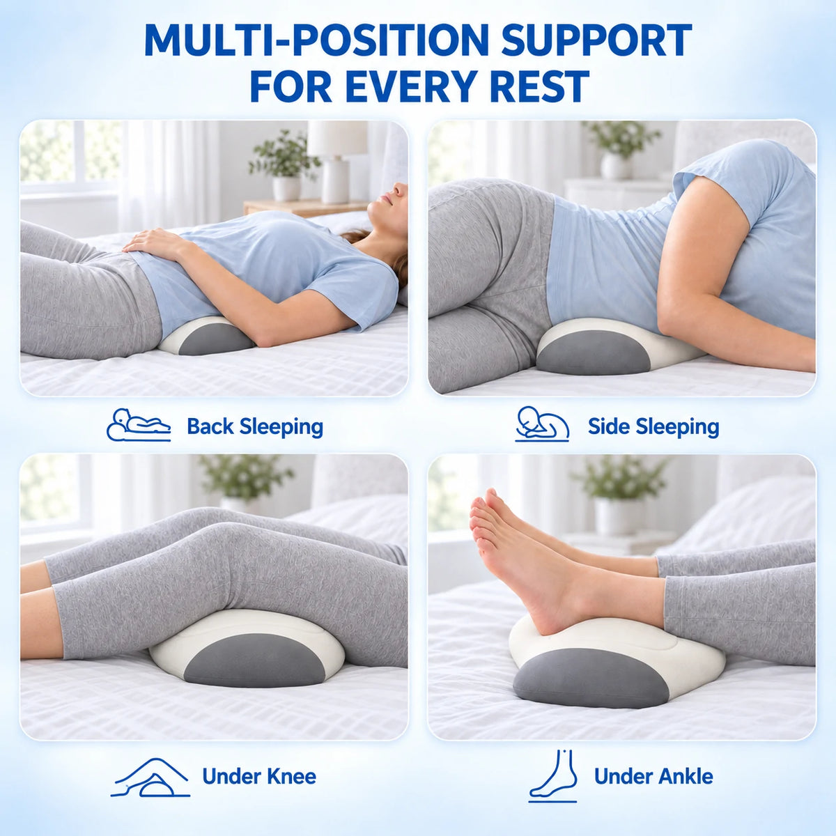 Lumbar Support Pillow for Bed Sleeping, Memory Foam