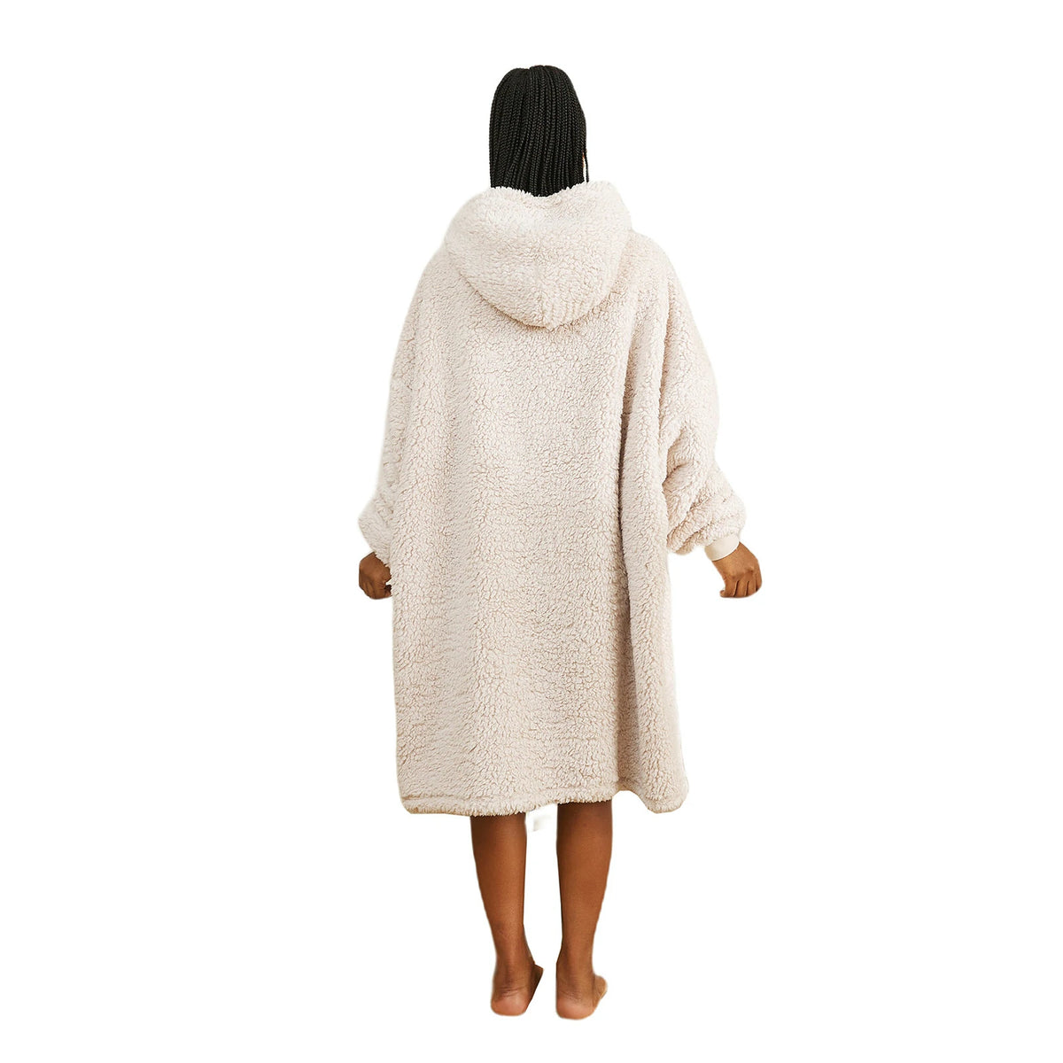 Beige blanket hoodie for gaming, reading, and relaxing