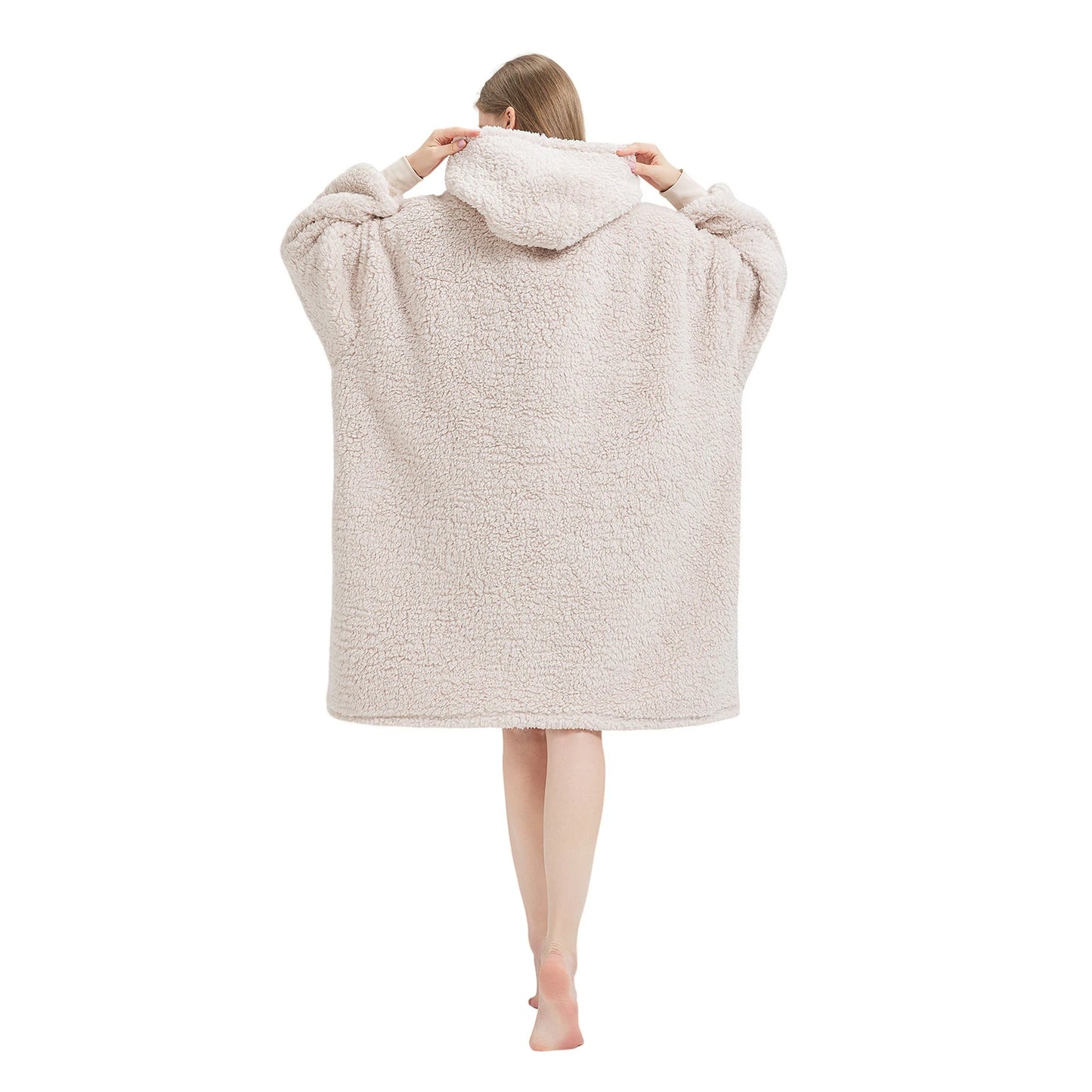 Prevalucent Oversized Sherpa Wearable Blanket Hoodie with Kangaroo Pocket for Women & Men