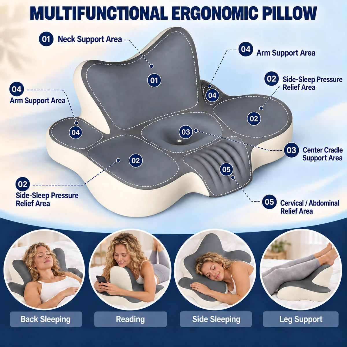Memory foam wedge pillow for prone reading and lounging