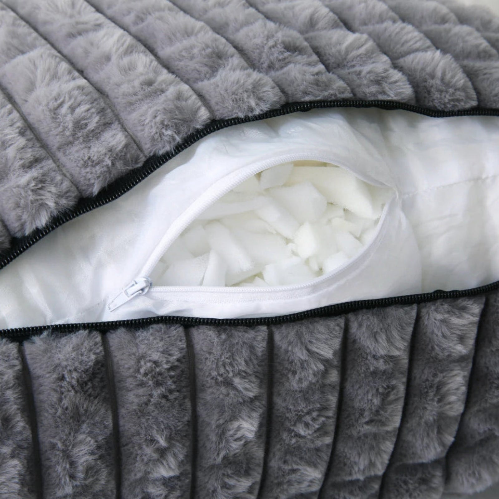 Faux Rabbit Fur Reading Pillow with Arms & Removable Cover for Reading, Gaming