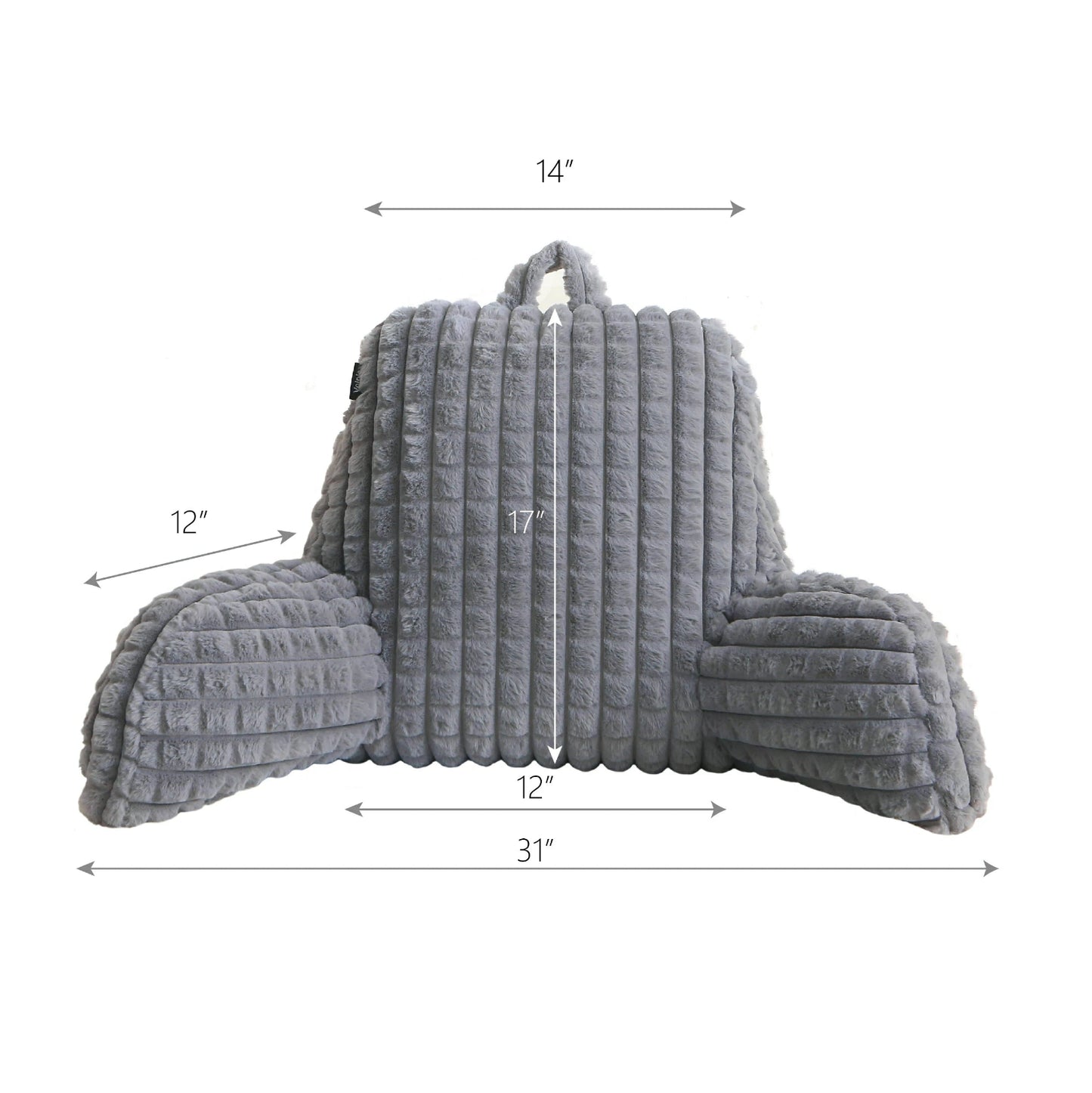 Faux Rabbit Fur Reading Pillow with Arms & Removable Cover for Reading, Gaming