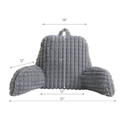 Faux Rabbit Fur Reading Pillow with Arms & Removable Cover for Reading, Gaming