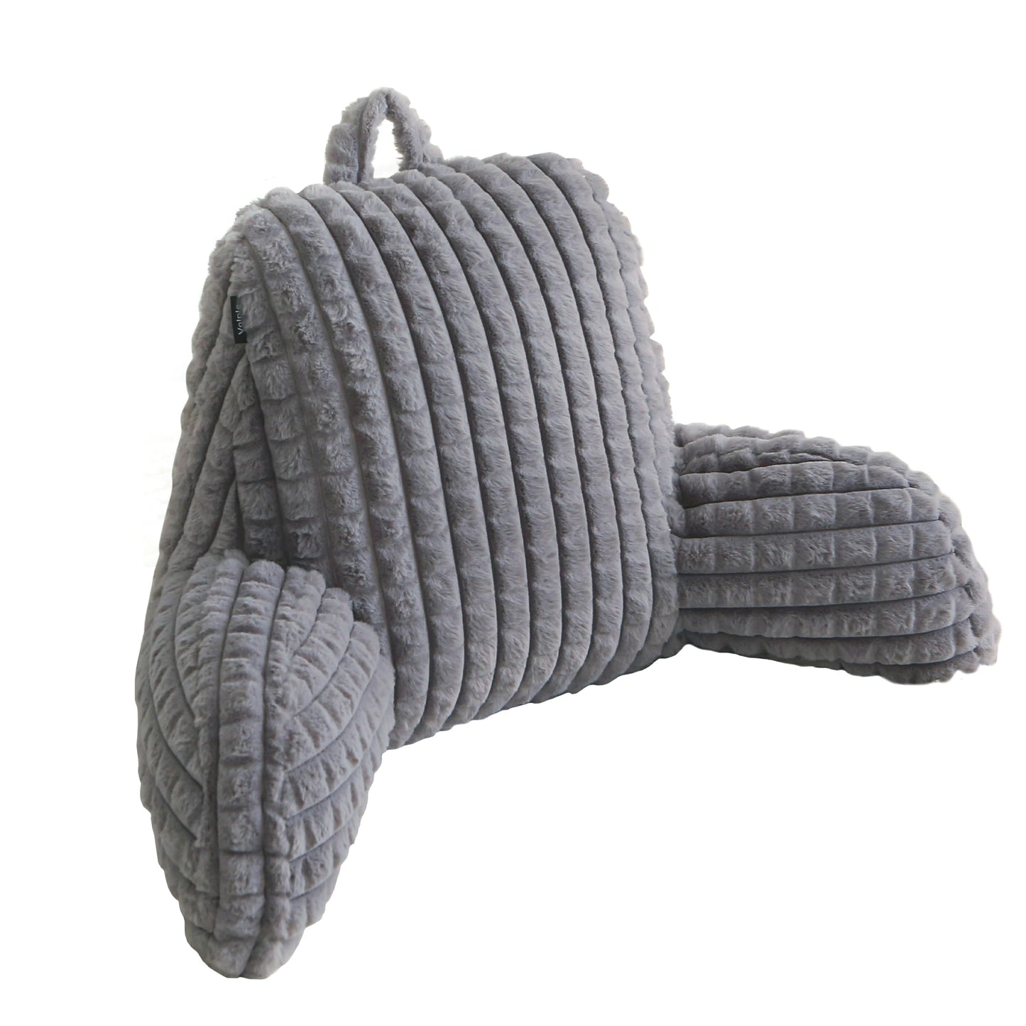 Faux Rabbit Fur Reading Pillow with Arms & Removable Cover for Reading, Gaming