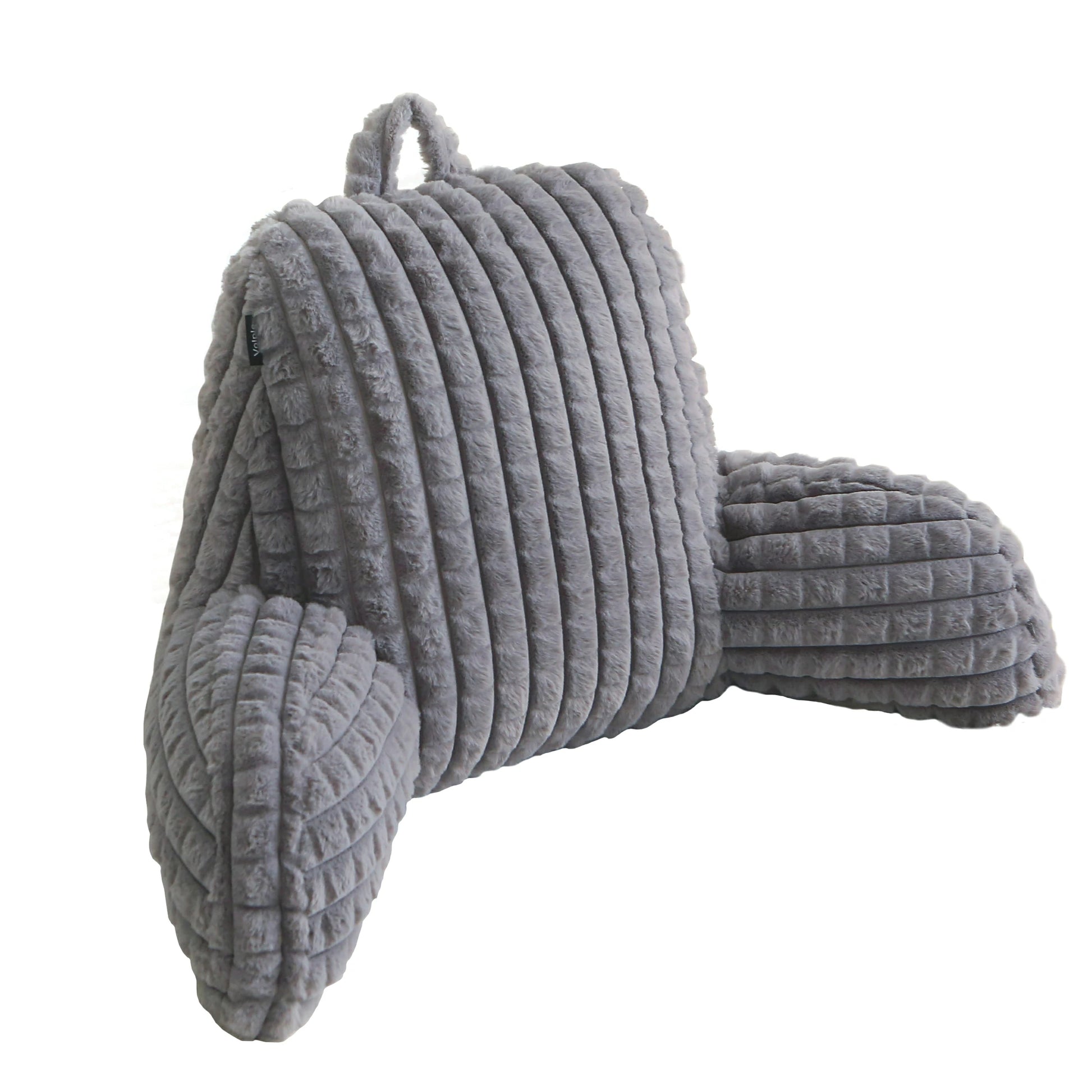 Faux Rabbit Fur Reading Pillow with Arms & Removable Cover for Reading, Gaming
