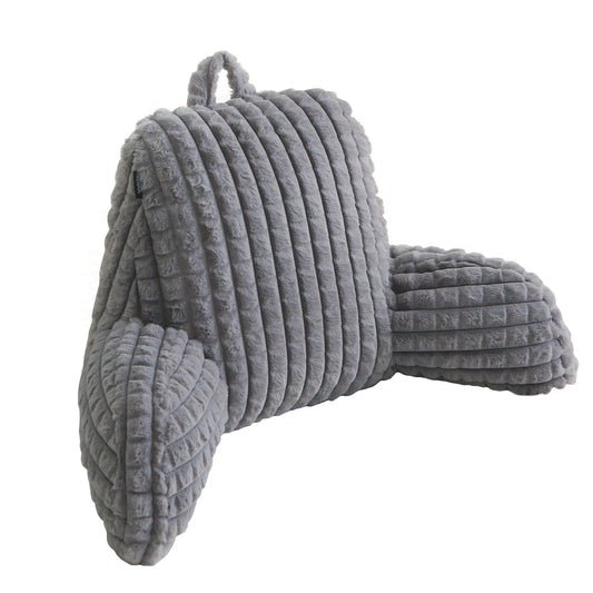 Faux Rabbit Fur Reading Pillow with Arms & Removable Cover for Reading, Gaming
