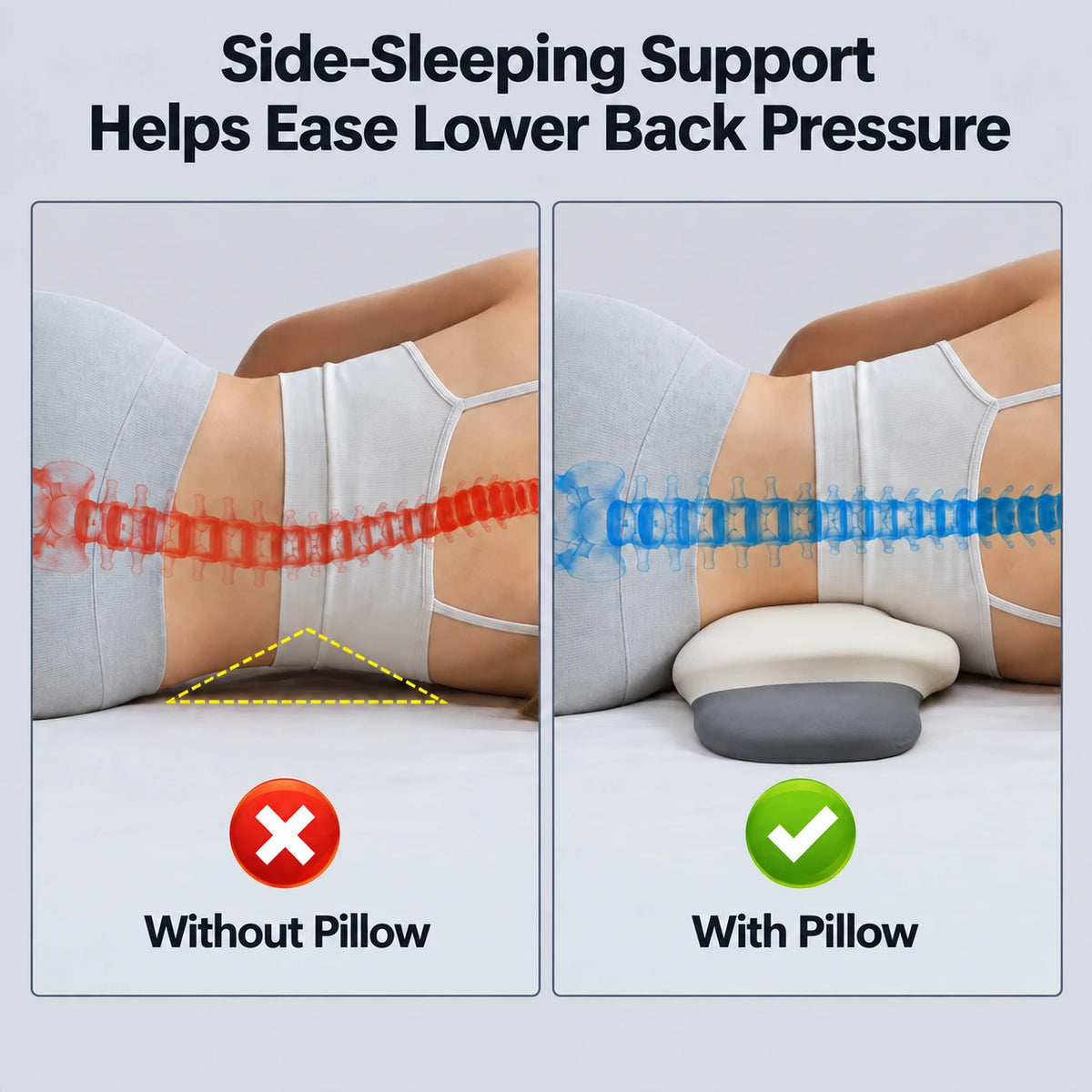 Lumbar Support Pillow for Bed Sleeping, Memory Foam