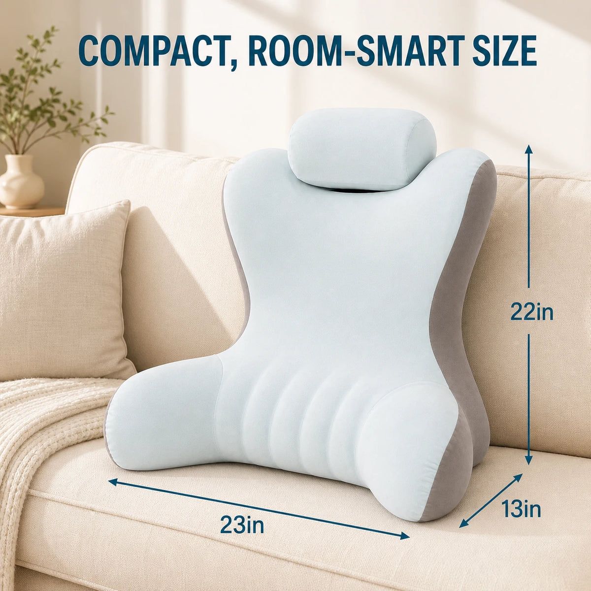 Memory Foam Reading Pillow for Bed - Size Chart