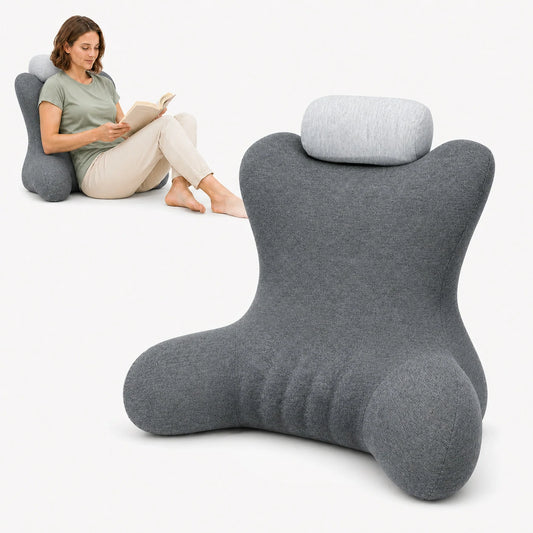 Prevalucent Reading Pillow for Bed, Memory Foam Backrest Pillow with Arms