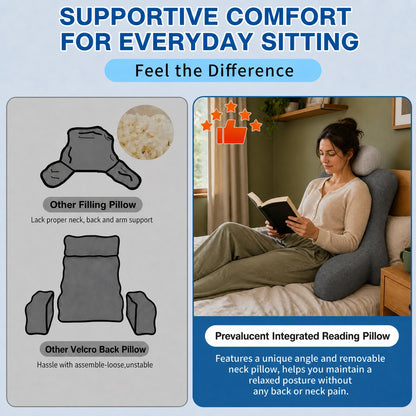 Prevalucent Reading Pillow for Bed, Memory Foam Backrest Pillow with Arms