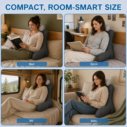 Prevalucent Reading Pillow for Bed, Memory Foam Backrest Pillow with Arms. Fit for Bed, Dorm, RV, Sofa.