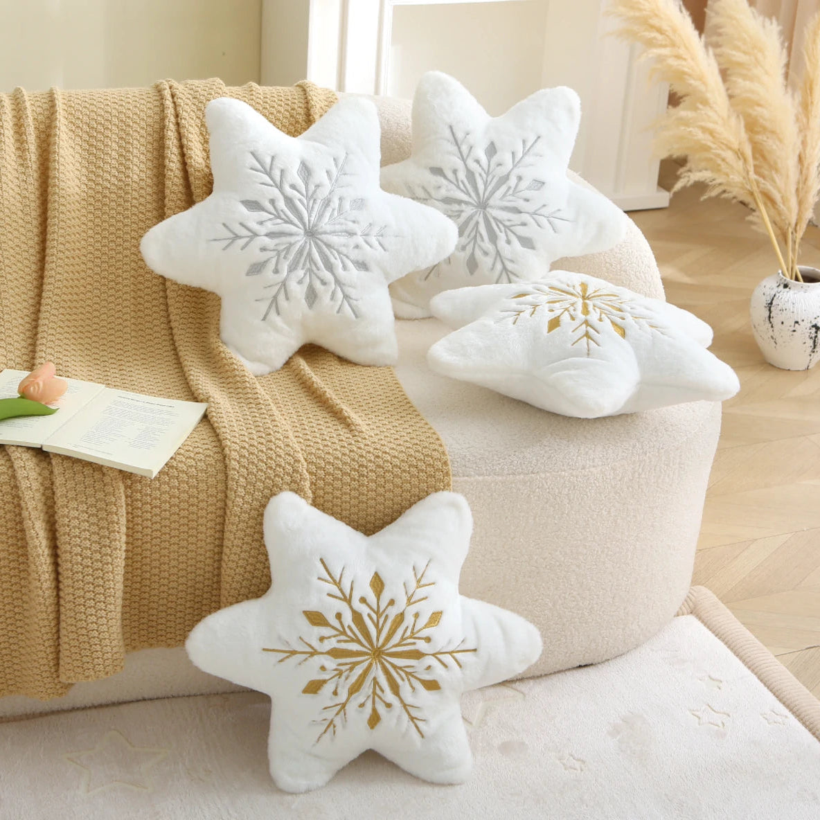 Prevalucent Snowflake Decorative Throw Pillow for Couch, Bedroom & Holiday Décor