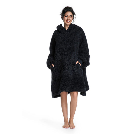 Prevalucent Oversized Sherpa Wearable Blanket Hoodie with Kangaroo Pocket for Women & Men