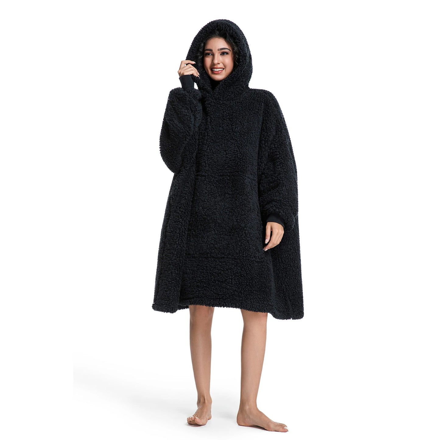 Prevalucent Oversized Sherpa Wearable Blanket Hoodie with Kangaroo Pocket for Women & Men