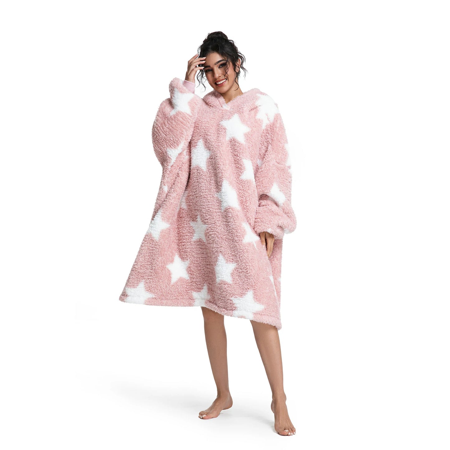 Prevalucent Oversized Sherpa Wearable Blanket Hoodie with Side Pockets for Women & Men