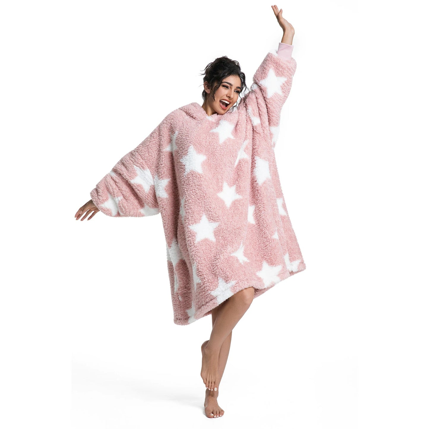 Prevalucent Oversized Sherpa Wearable Blanket Hoodie with Side Pockets for Women & Men