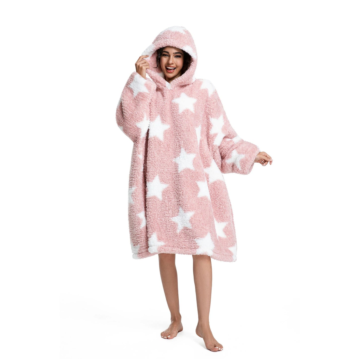 Prevalucent Oversized Sherpa Wearable Blanket Hoodie with Side Pockets for Women & Men