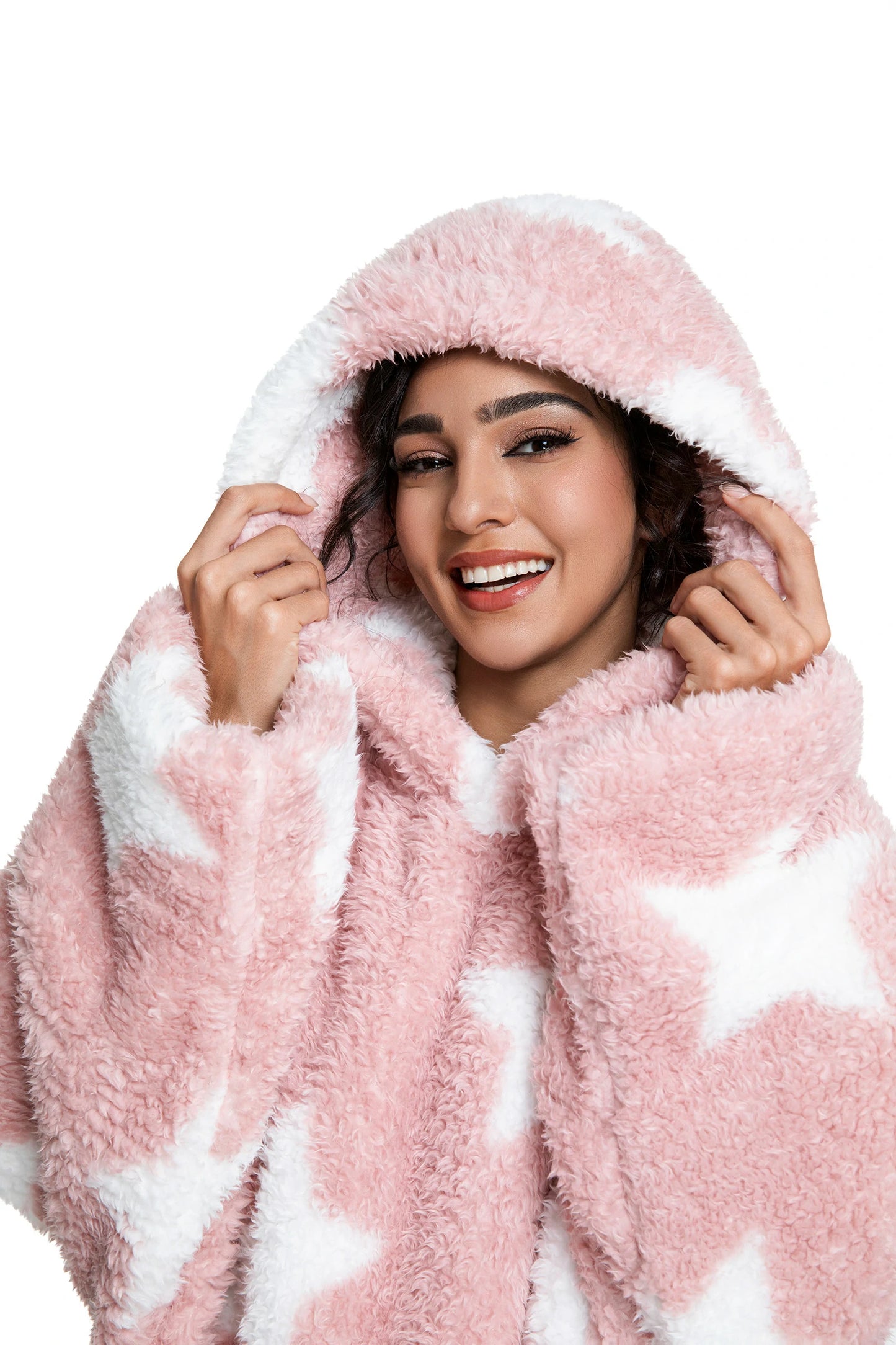 Prevalucent Oversized Sherpa Wearable Blanket Hoodie with Side Pockets for Women & Men