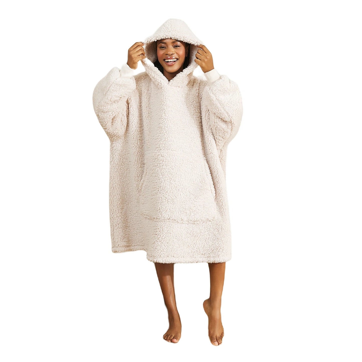 Prevalucent Oversized Sherpa Wearable Blanket Hoodie with Kangaroo Pocket for Women & Men