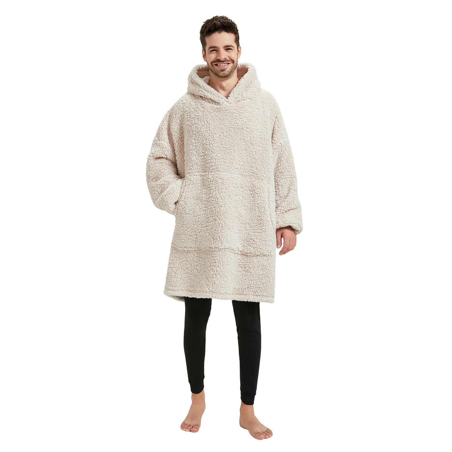 Prevalucent Oversized Sherpa Wearable Blanket Hoodie with Kangaroo Pocket for Women & Men