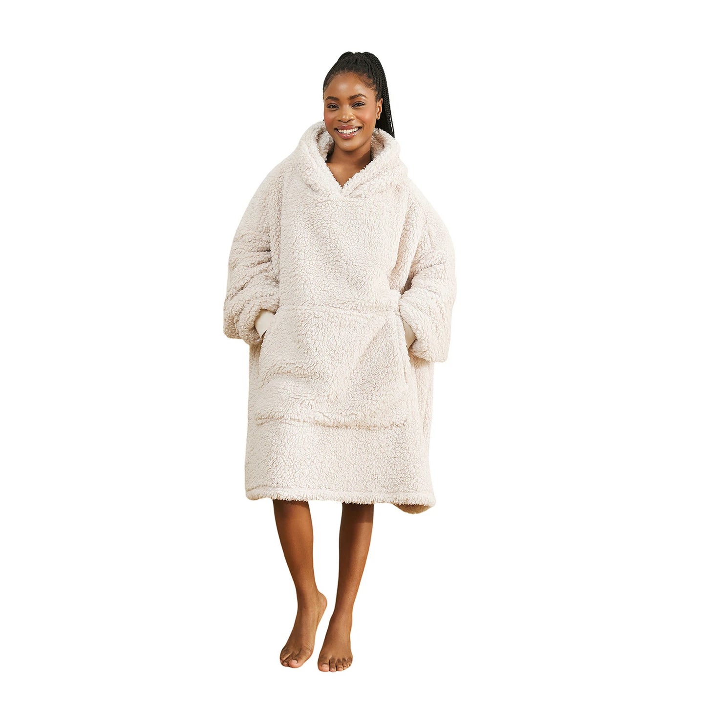 Prevalucent Oversized Sherpa Wearable Blanket Hoodie with Kangaroo Pocket for Women & Men