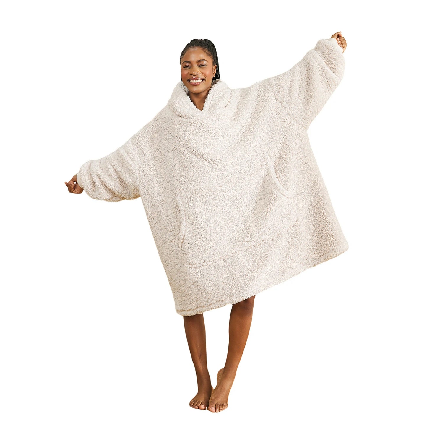 Prevalucent Oversized Sherpa Wearable Blanket Hoodie with Kangaroo Pocket for Women & Men