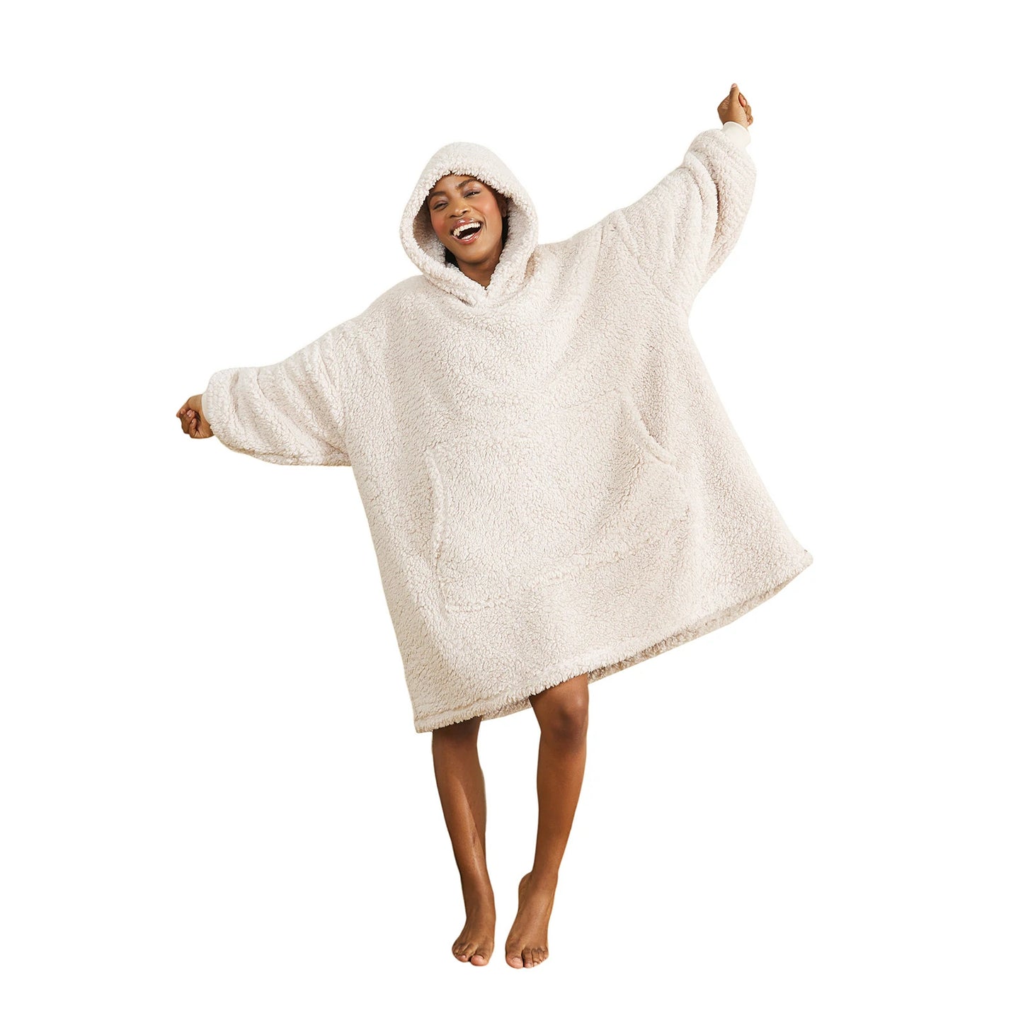 Prevalucent Oversized Sherpa Wearable Blanket Hoodie with Kangaroo Pocket for Women & Men