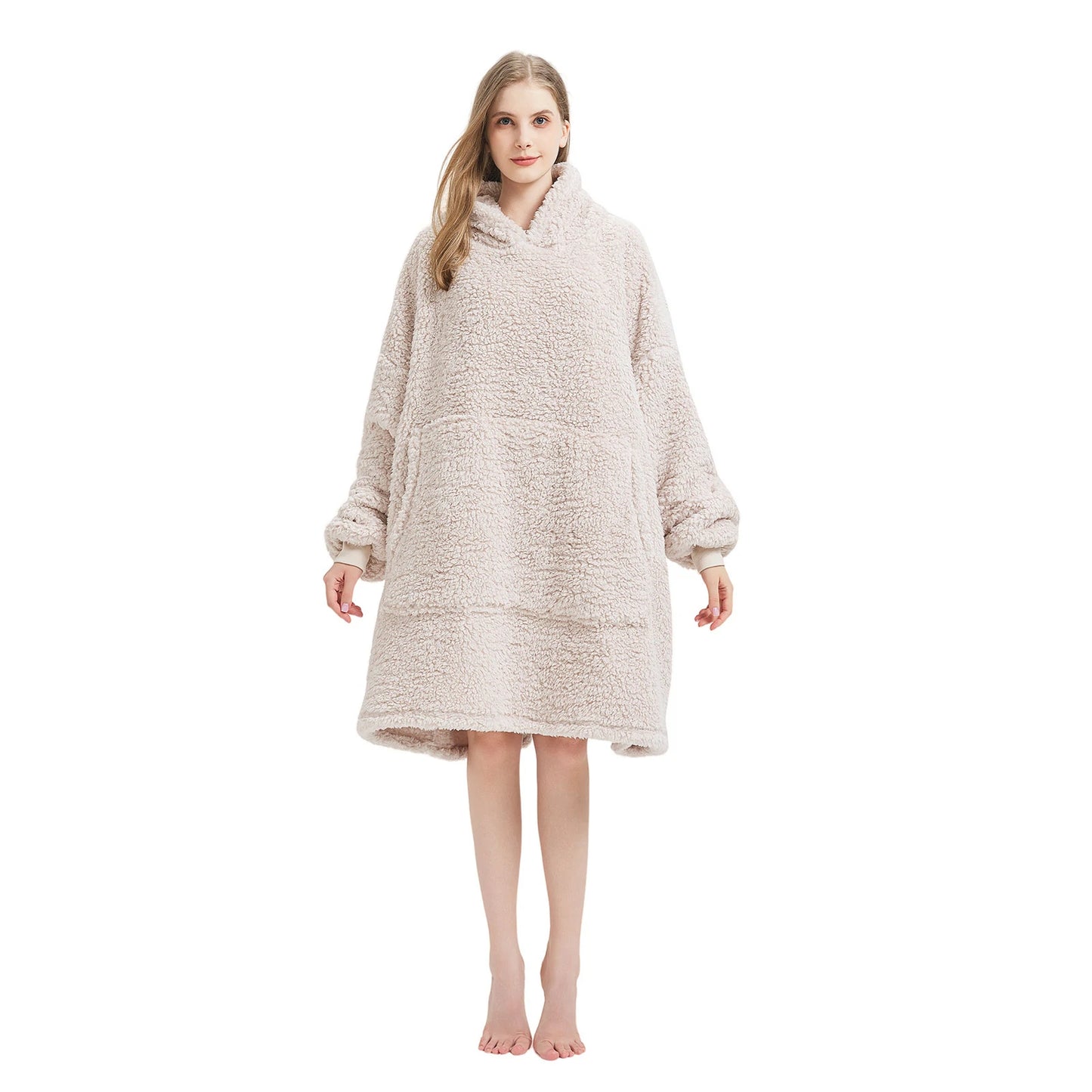 Prevalucent Oversized Sherpa Wearable Blanket Hoodie with Kangaroo Pocket for Women & Men