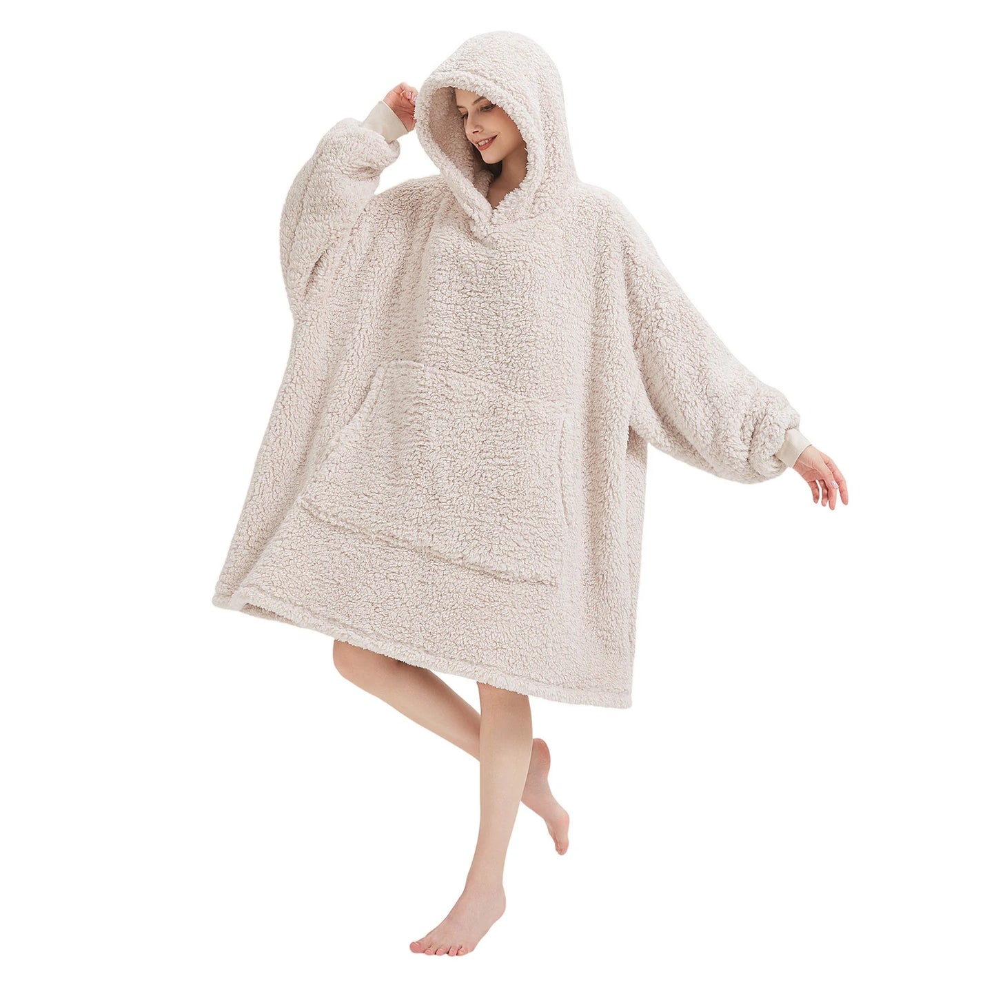 Prevalucent Oversized Sherpa Wearable Blanket Hoodie with Kangaroo Pocket for Women & Men