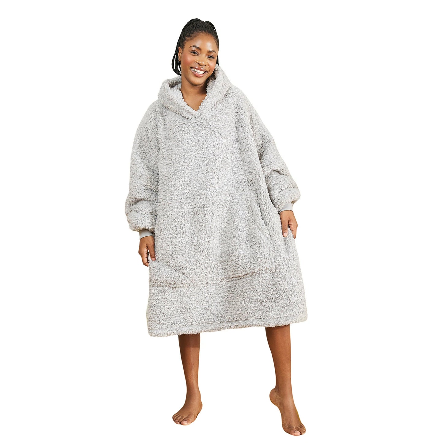 Prevalucent Oversized Sherpa Wearable Blanket Hoodie with Kangaroo Pocket for Women & Men