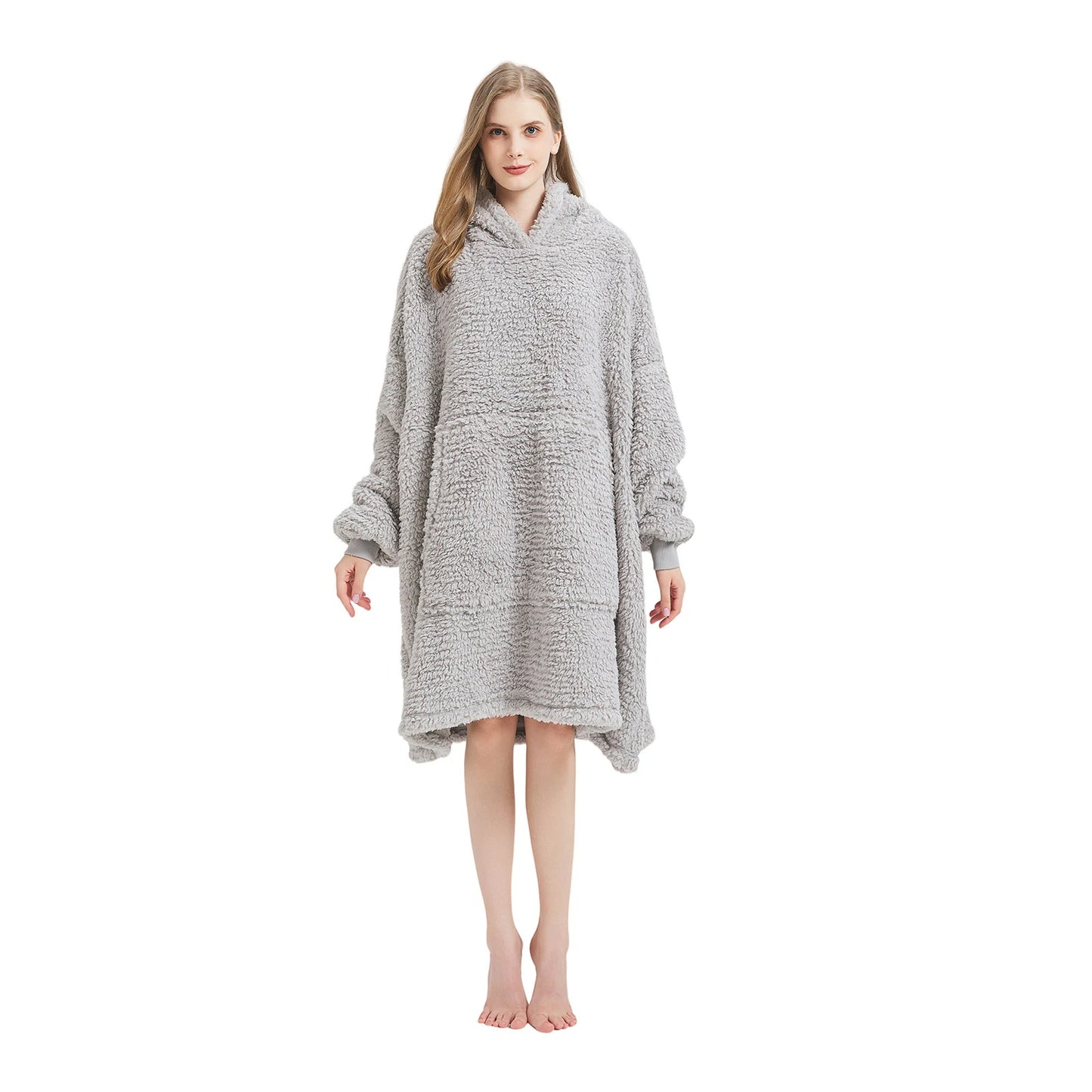 Prevalucent Oversized Sherpa Wearable Blanket Hoodie with Kangaroo Pocket for Women & Men