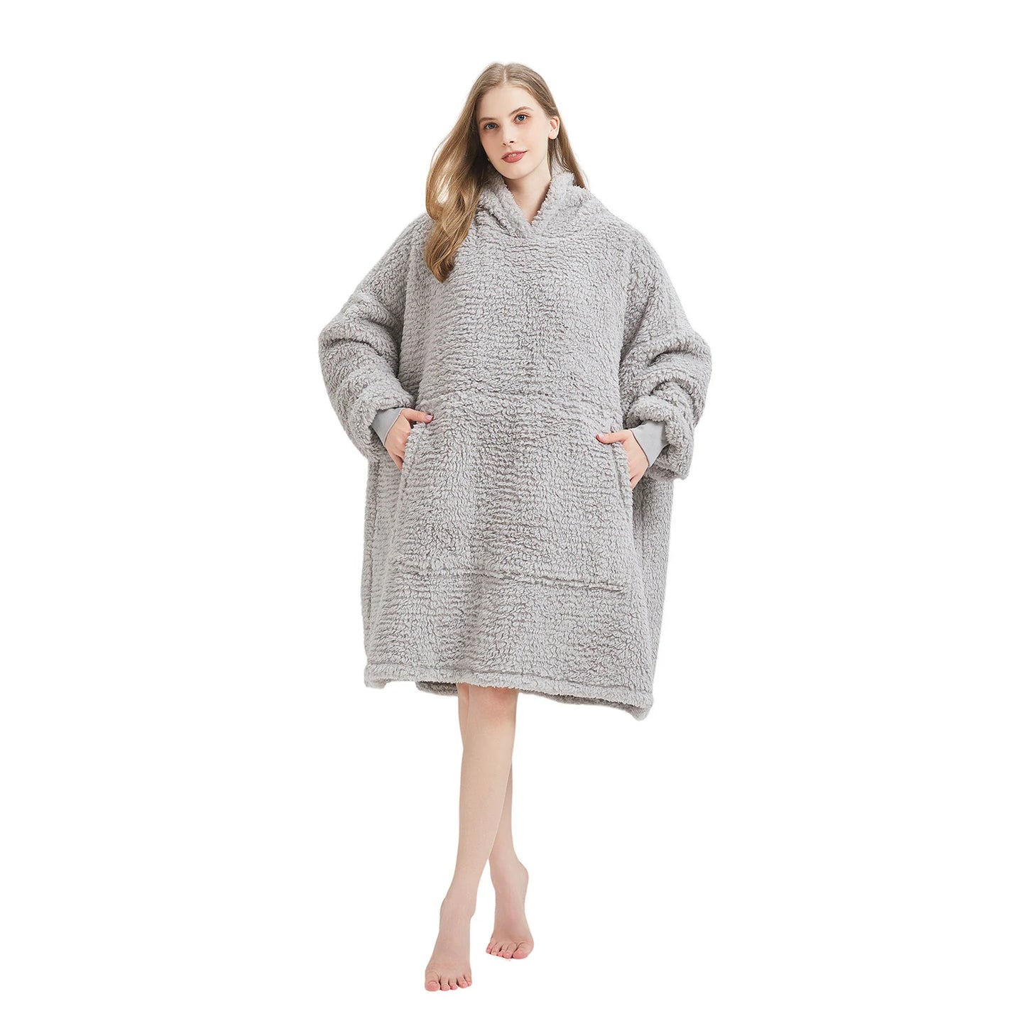 Prevalucent Oversized Sherpa Wearable Blanket Hoodie with Kangaroo Pocket for Women & Men