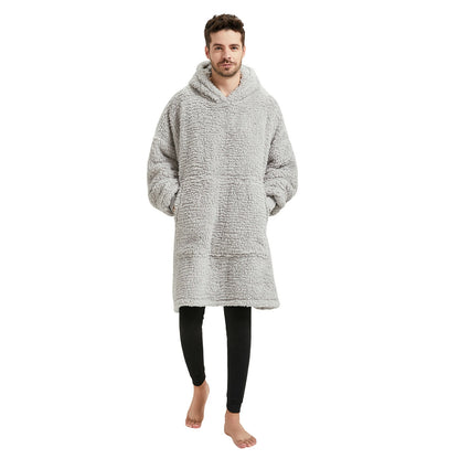 Gray blanket hoodie for gaming, reading, and relaxing