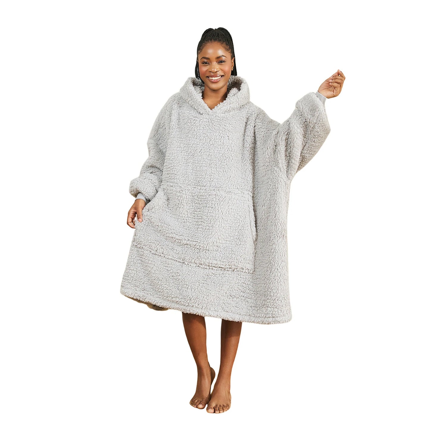 Prevalucent Oversized Sherpa Wearable Blanket Hoodie with Kangaroo Pocket for Women & Men