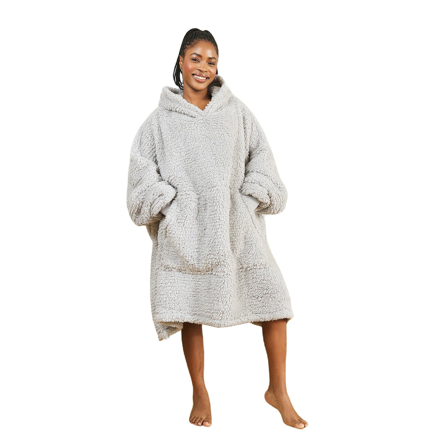 Prevalucent Oversized Sherpa Wearable Blanket Hoodie with Kangaroo Pocket for Women & Men