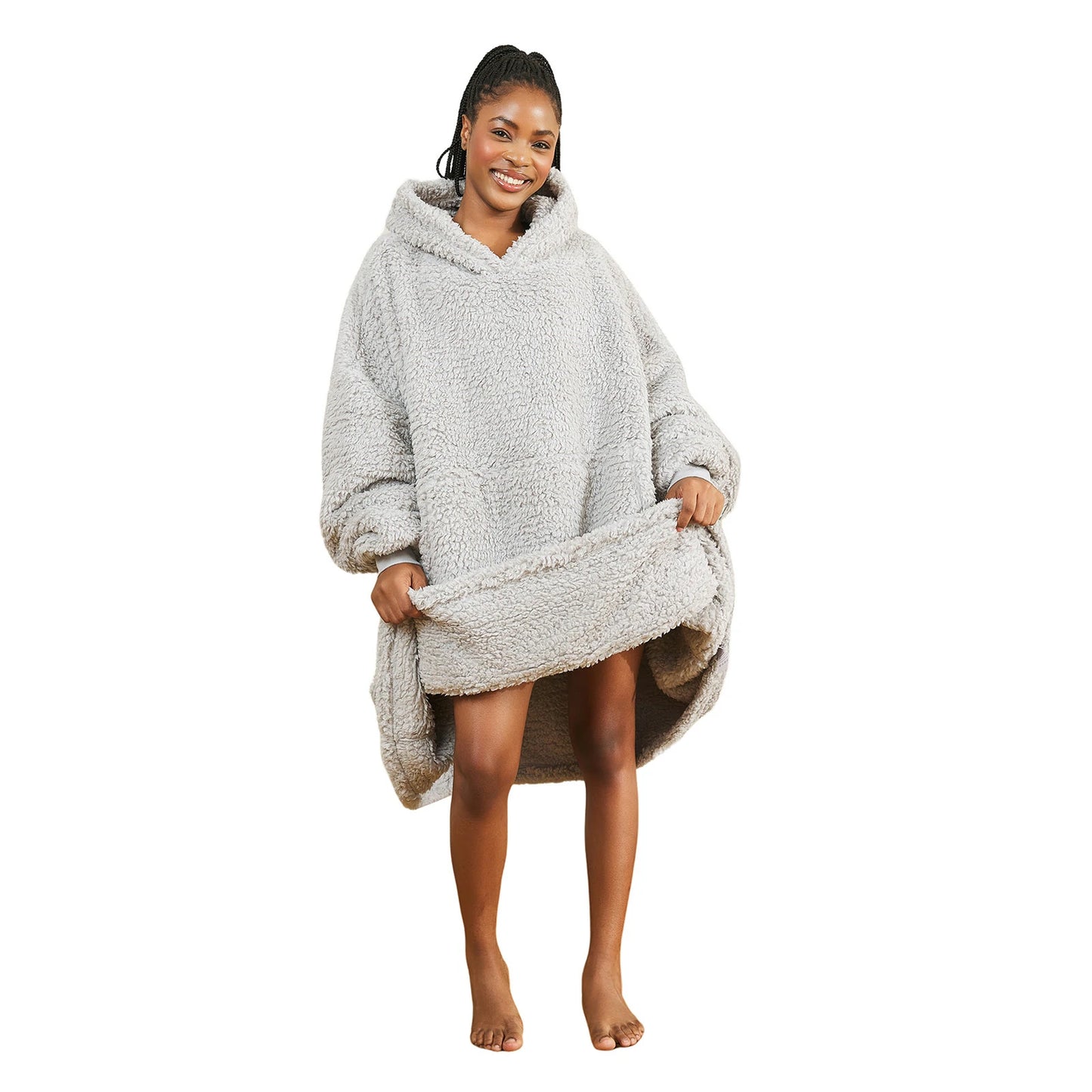 Prevalucent Oversized Sherpa Wearable Blanket Hoodie with Kangaroo Pocket for Women & Men