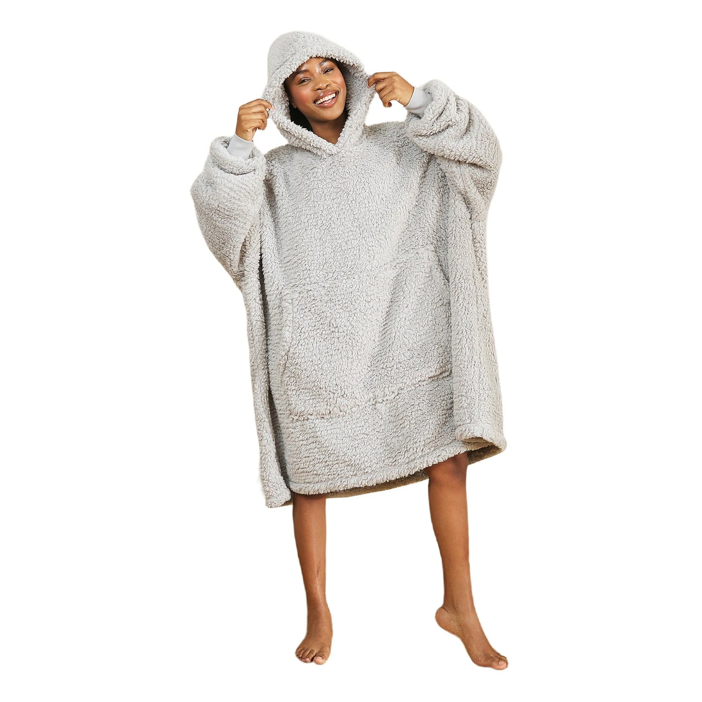 Prevalucent Oversized Sherpa Wearable Blanket Hoodie with Kangaroo Pocket for Women & Men