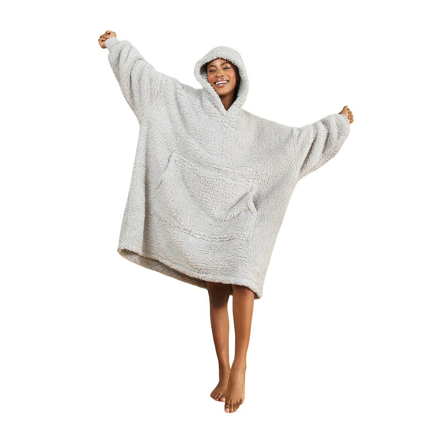Prevalucent Oversized Sherpa Wearable Blanket Hoodie with Kangaroo Pocket for Women & Men