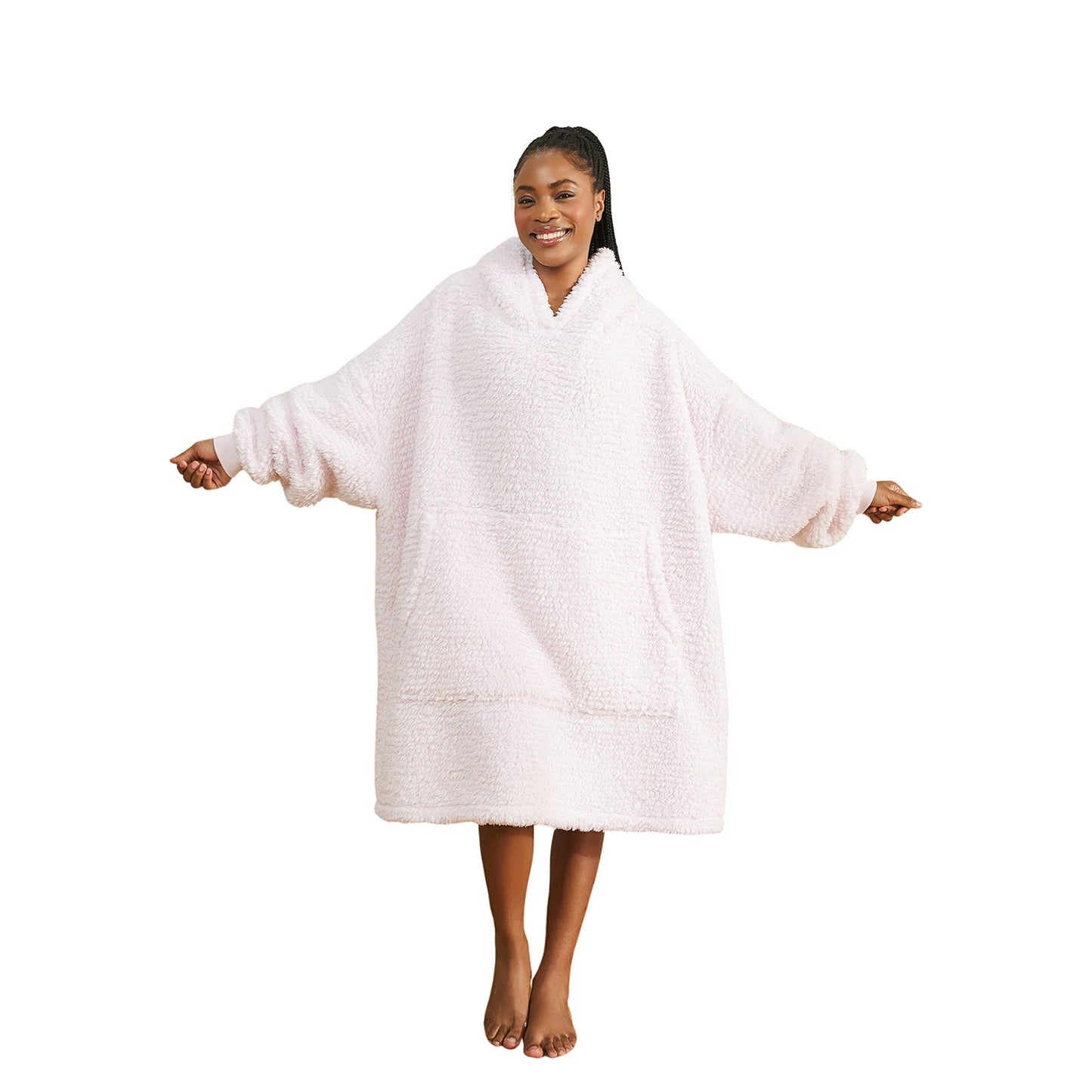 Prevalucent Oversized Sherpa Wearable Blanket Hoodie with Kangaroo Pocket for Women & Men