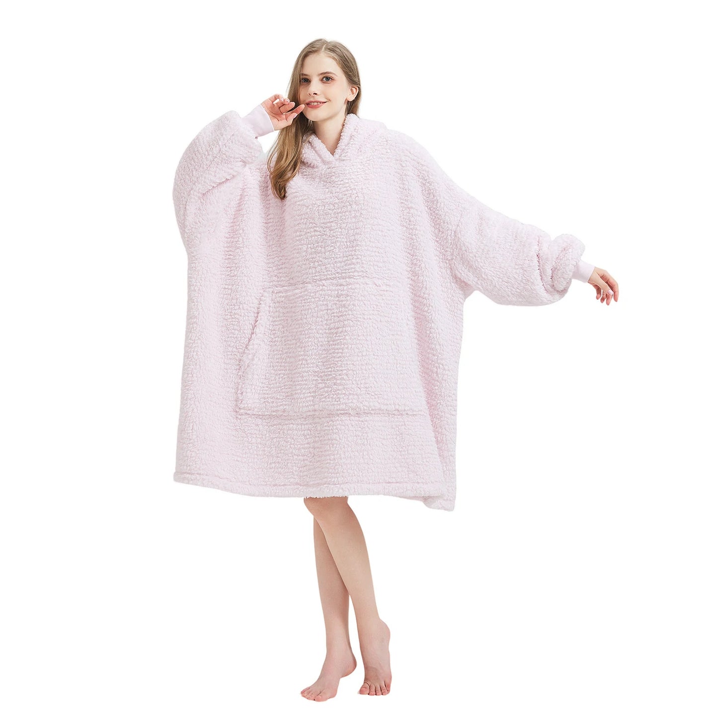 Prevalucent Oversized Sherpa Wearable Blanket Hoodie with Kangaroo Pocket for Women & Men