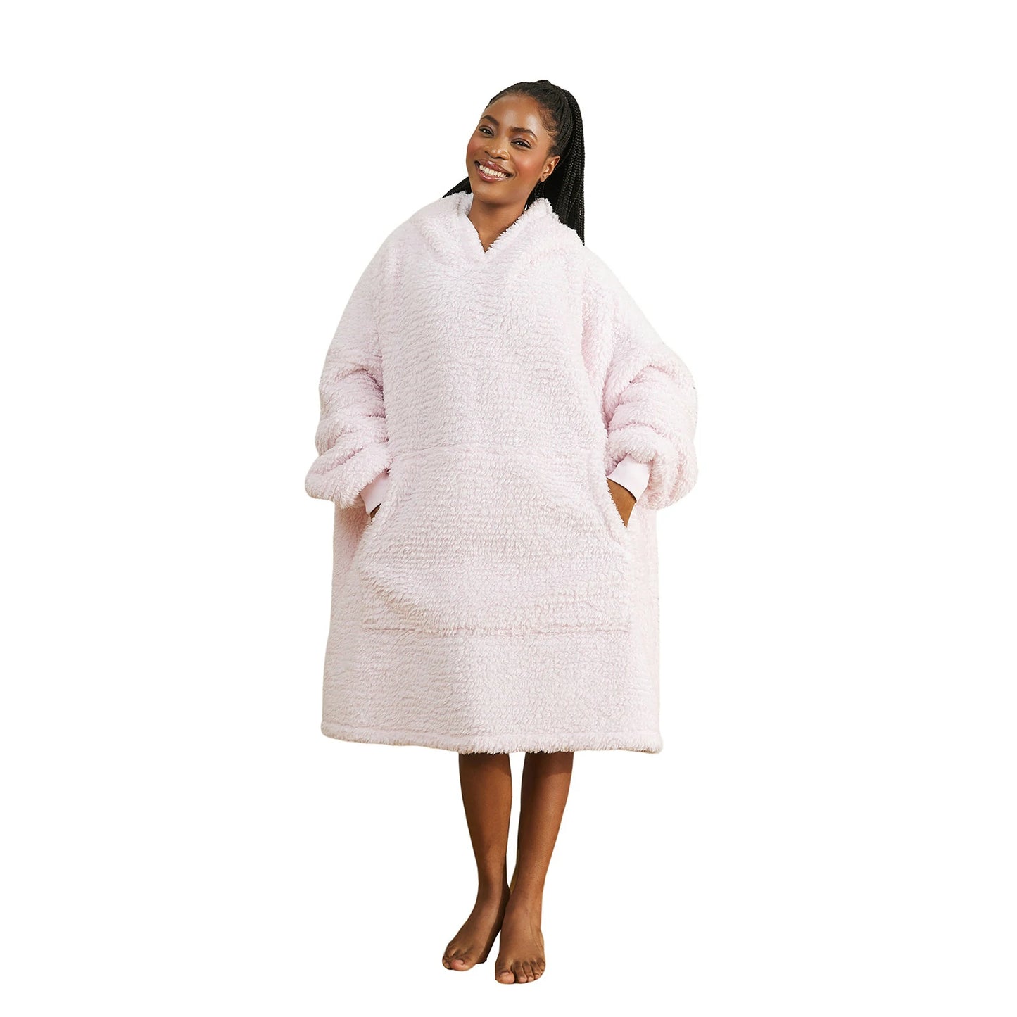 Prevalucent Oversized Sherpa Wearable Blanket Hoodie with Kangaroo Pocket for Women & Men
