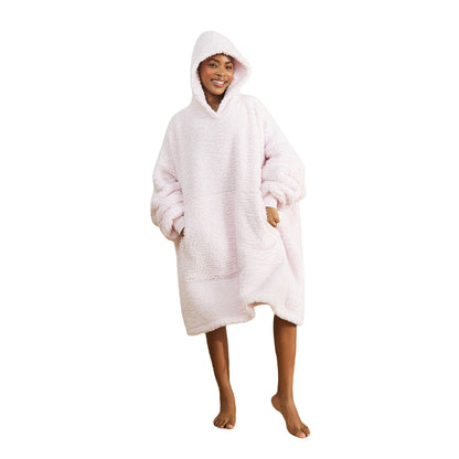 Pink sherpa blanket hoodie for everyday warmth