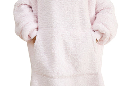 Pink oversized sherpa blanket hoodie for women and men