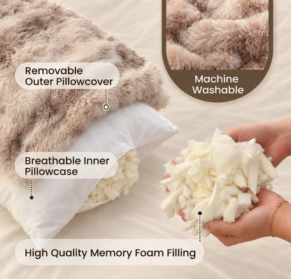 Dual-sided body pillow with faux fur and smooth velvet cover