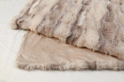 Faux fur body pillow side view with thick cushioned loft