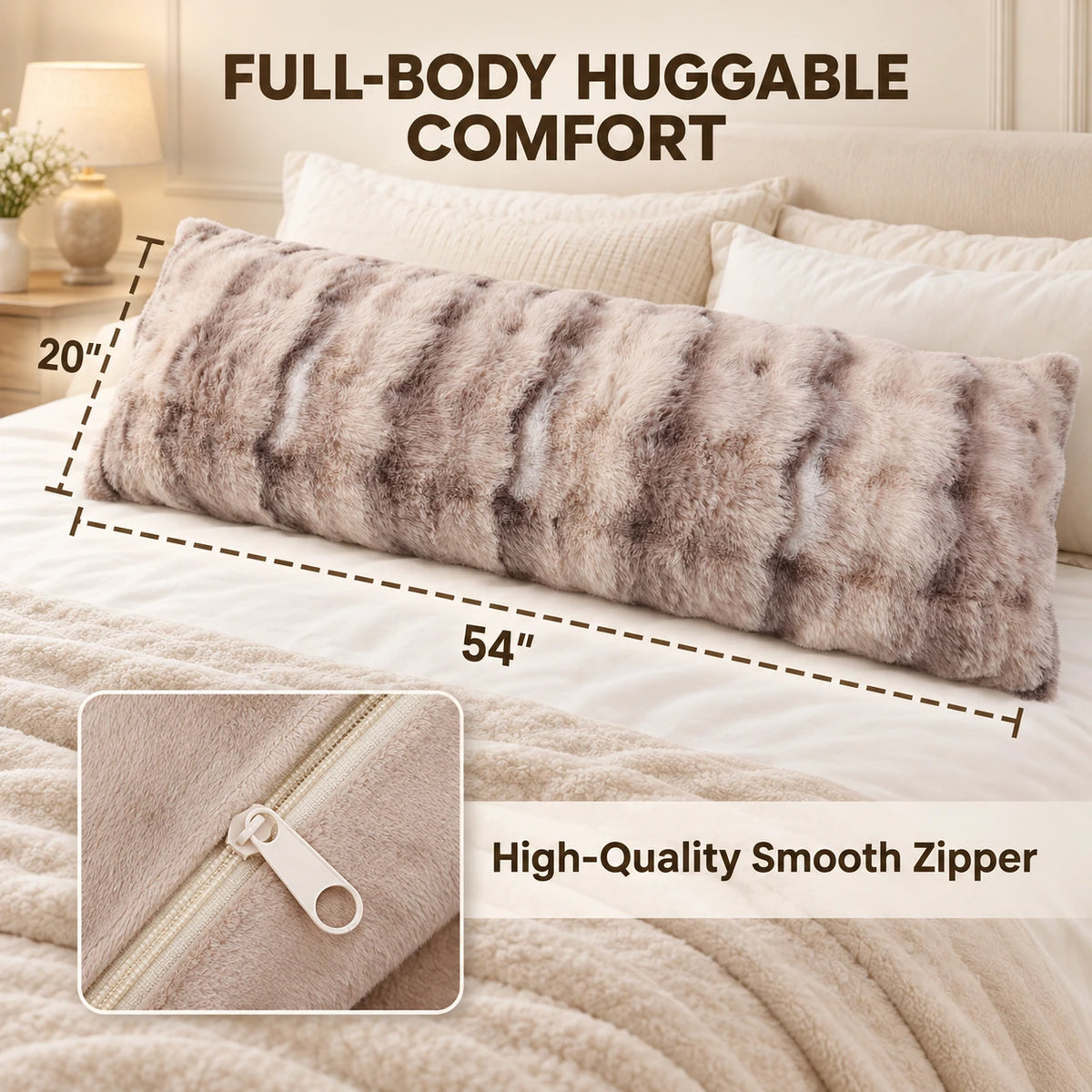 Shredded memory foam body pillow with soft full-body support